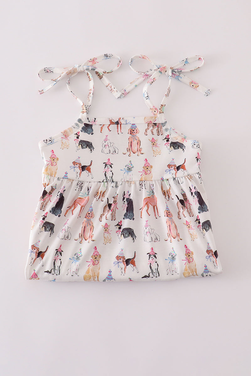 Pink party puppy print set