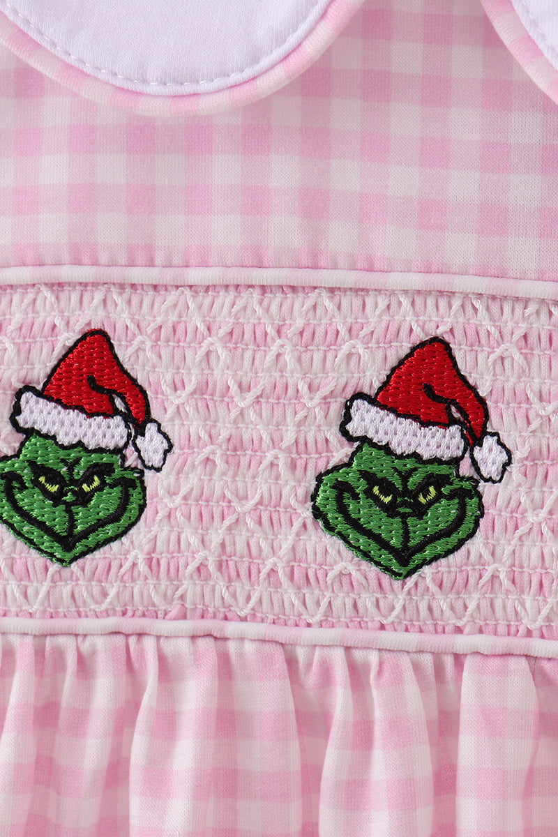 Pink grinch smocked dress