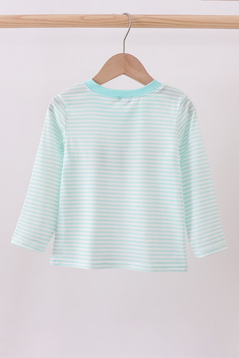 Blue bear embroidery top