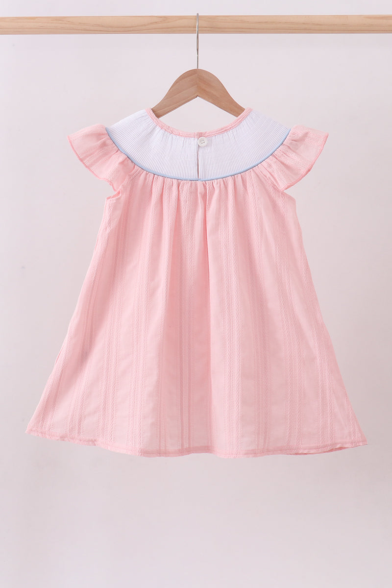Pink princess smocked ruffle dress