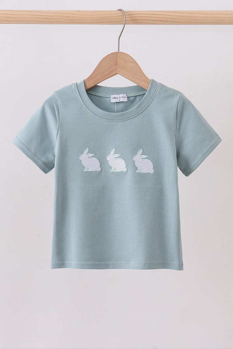 Blue bunny embroidery top