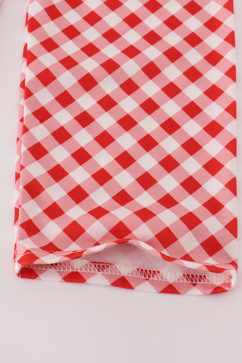 Red farm smocked pants set