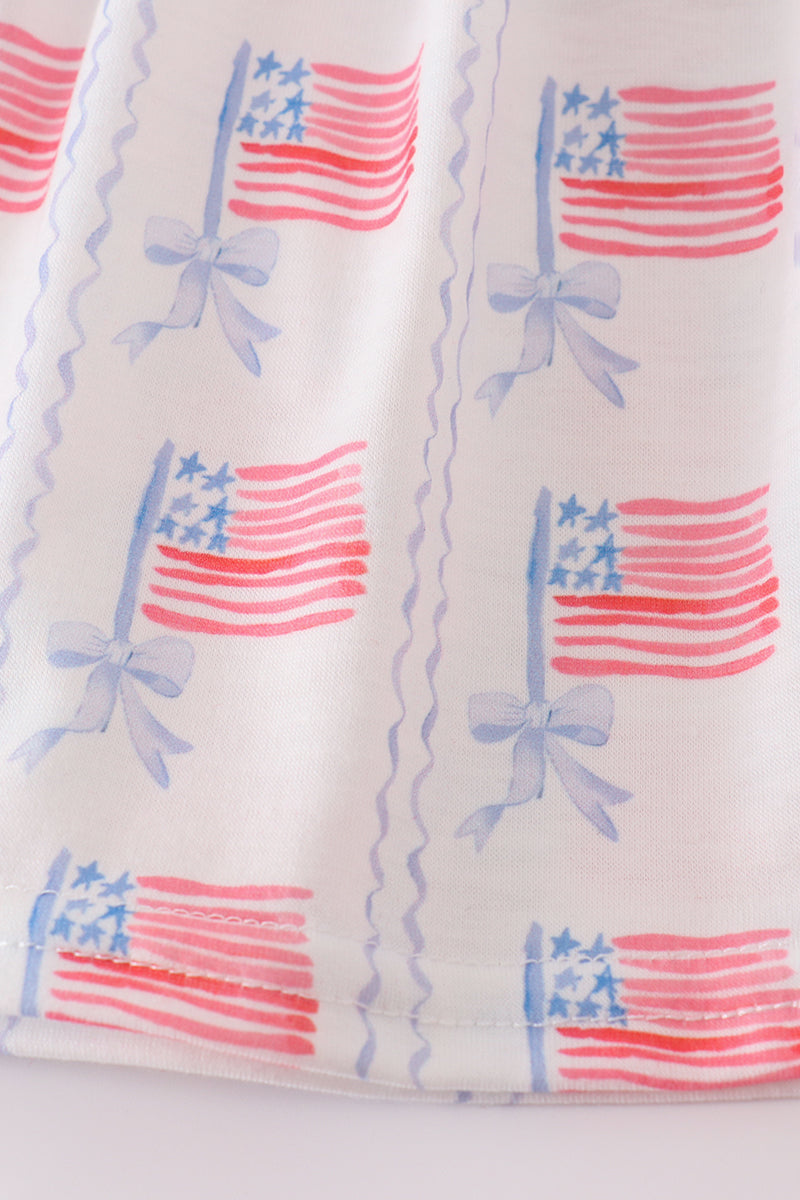 Bow embroidery smocked dress