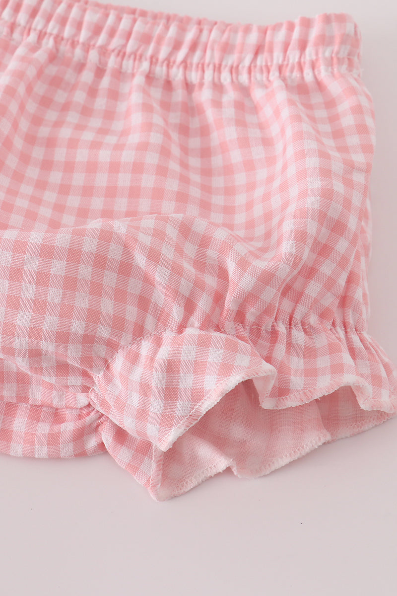 Pink floral smocked bloomer set