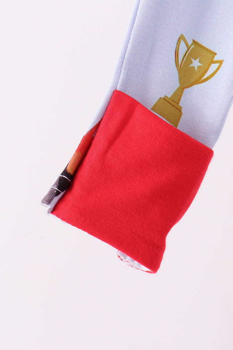 Blue Racing Car Bamboo Romper