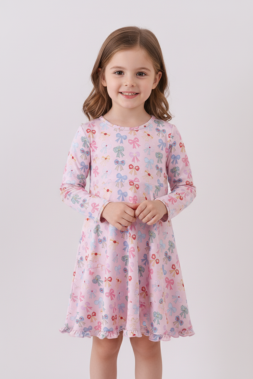Premium whimsical bows bamboo dress