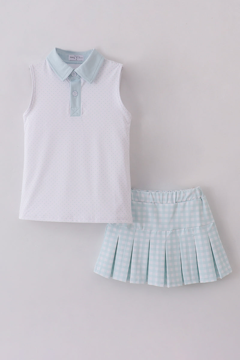 Blue active gingham skorts set