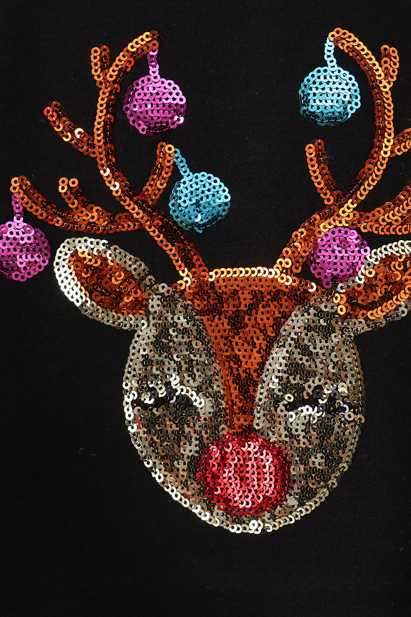 Black reindeer sequin mom&me sweatshirt