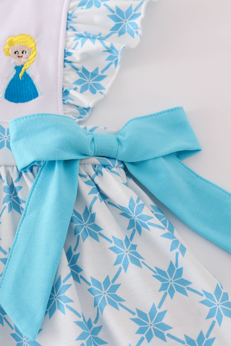 Blue character embroidery bloomer set