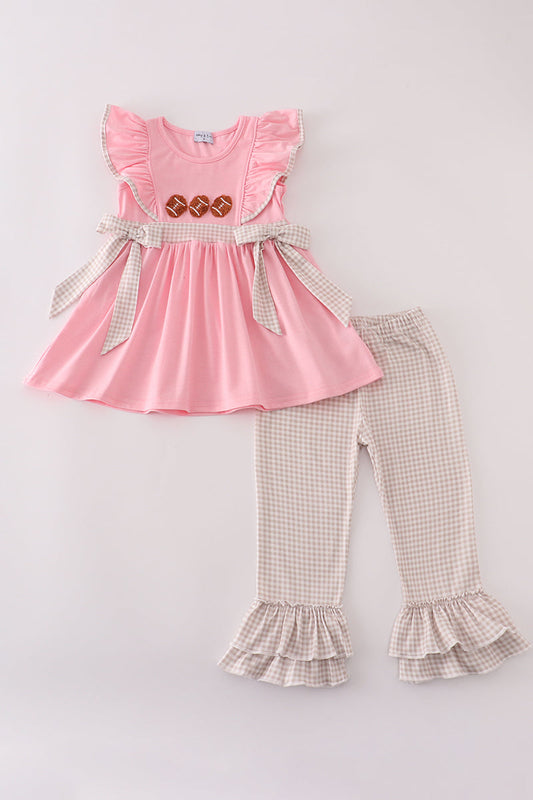 Pink football french knot pants set