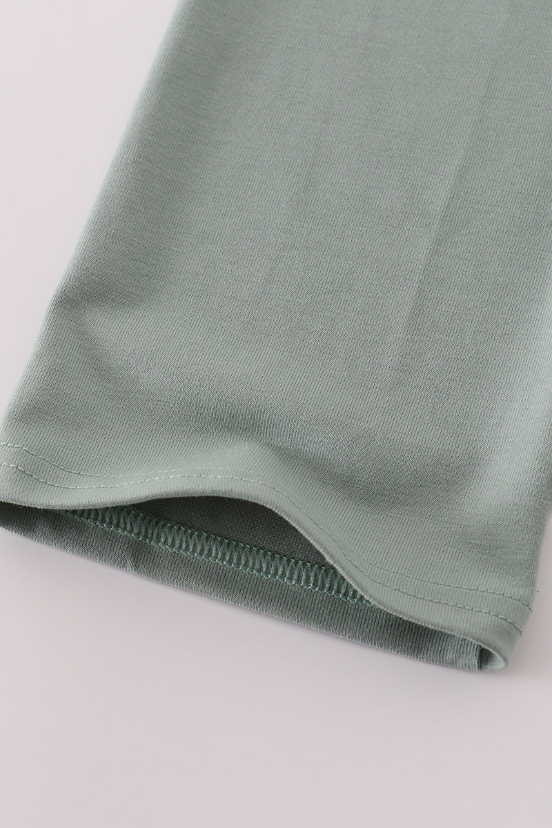 Sage stripe football french knot pants set