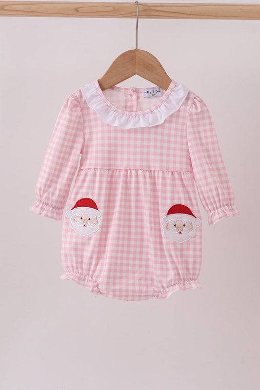 Pink santa claus applique ruffle bubble