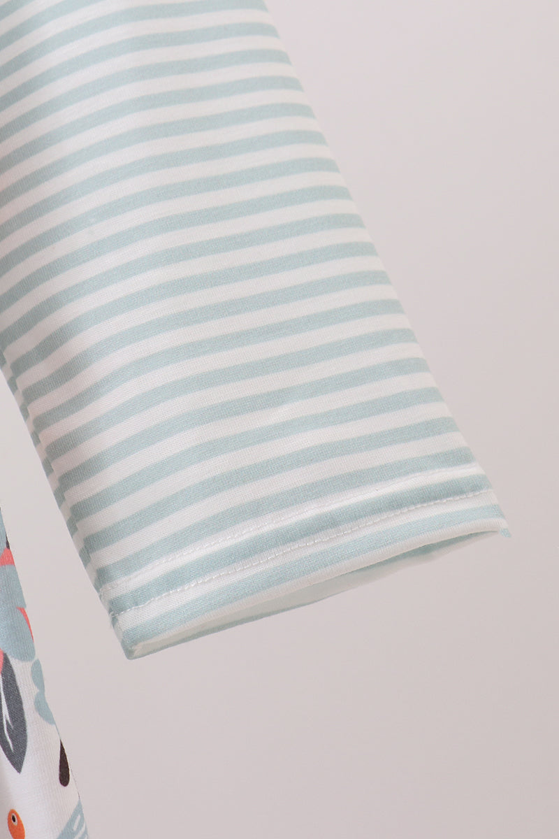 Mint floral stripe dress