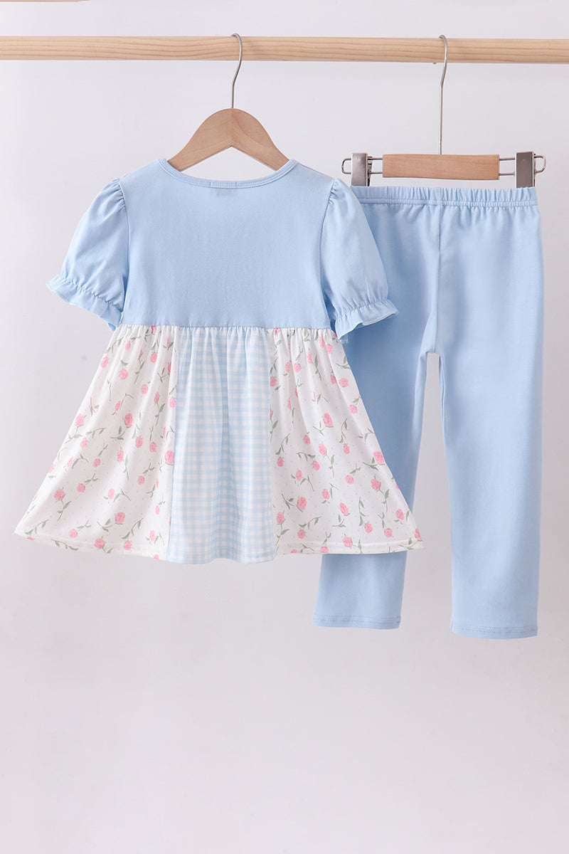 Blue floral pants set