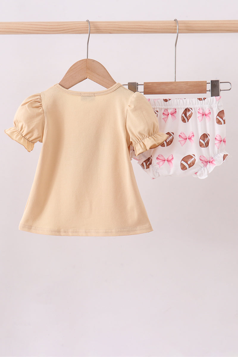Game day football applique bloomer set