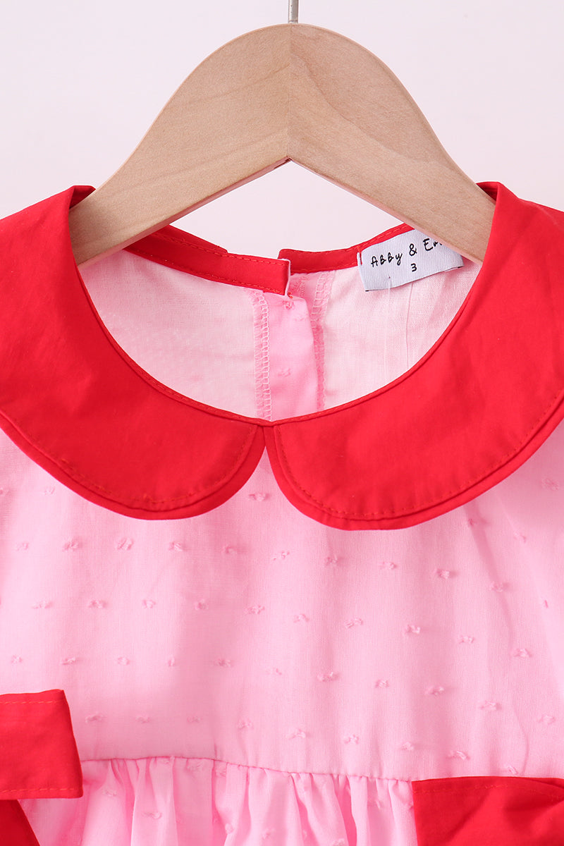 Pink strawberry swiss dot shorts set