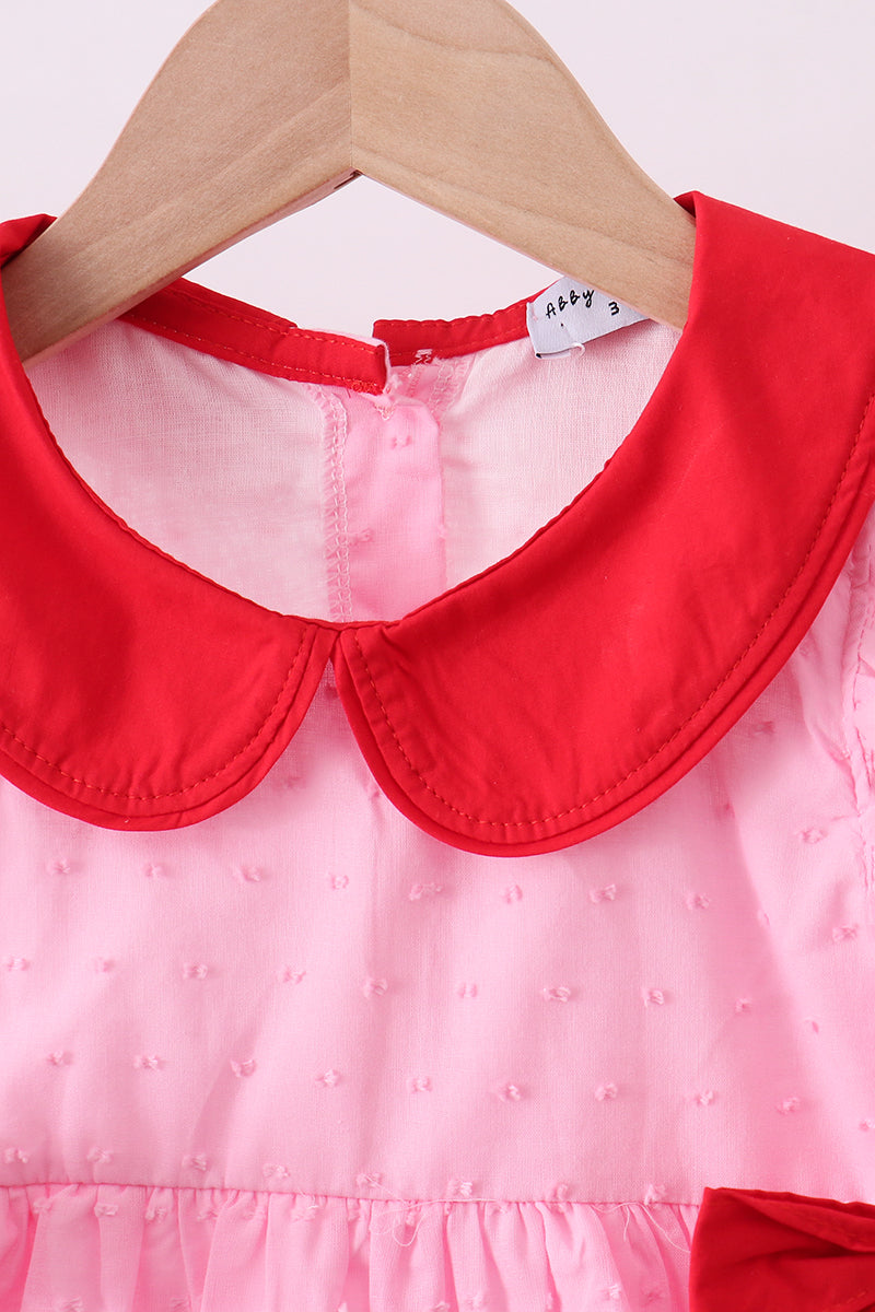 Pink strawberry swiss dot dress