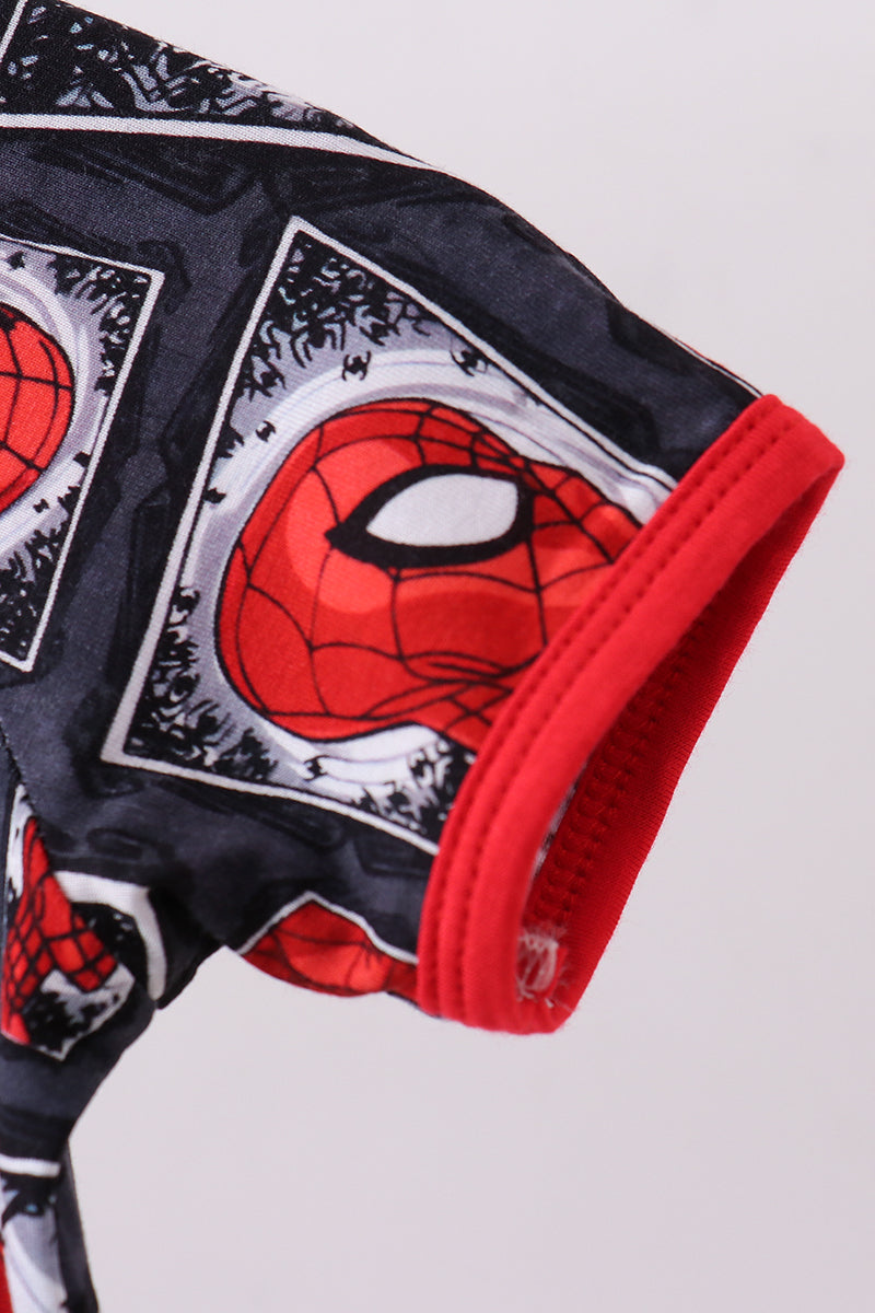 Red character bamboo romper