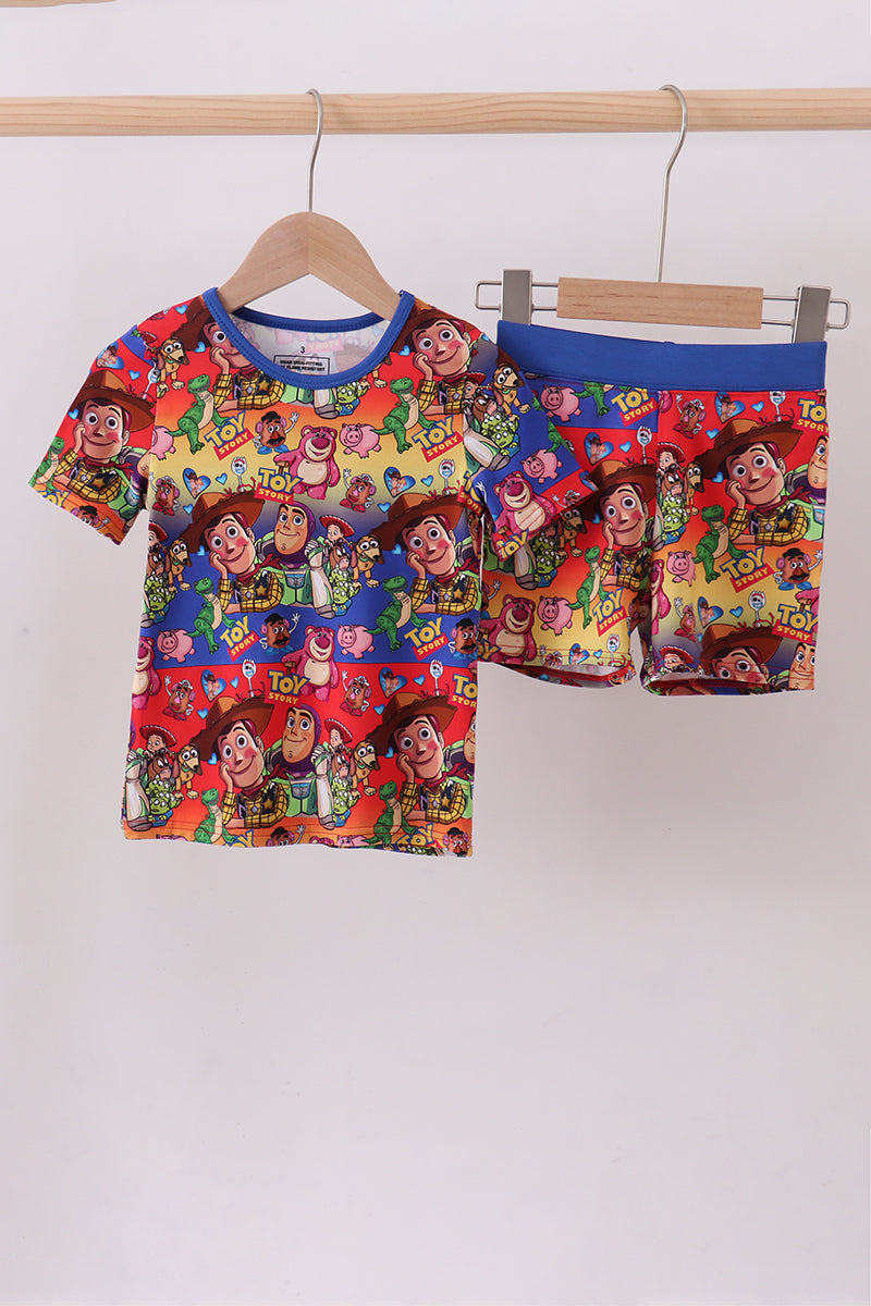 Blue character bamboo pajama set