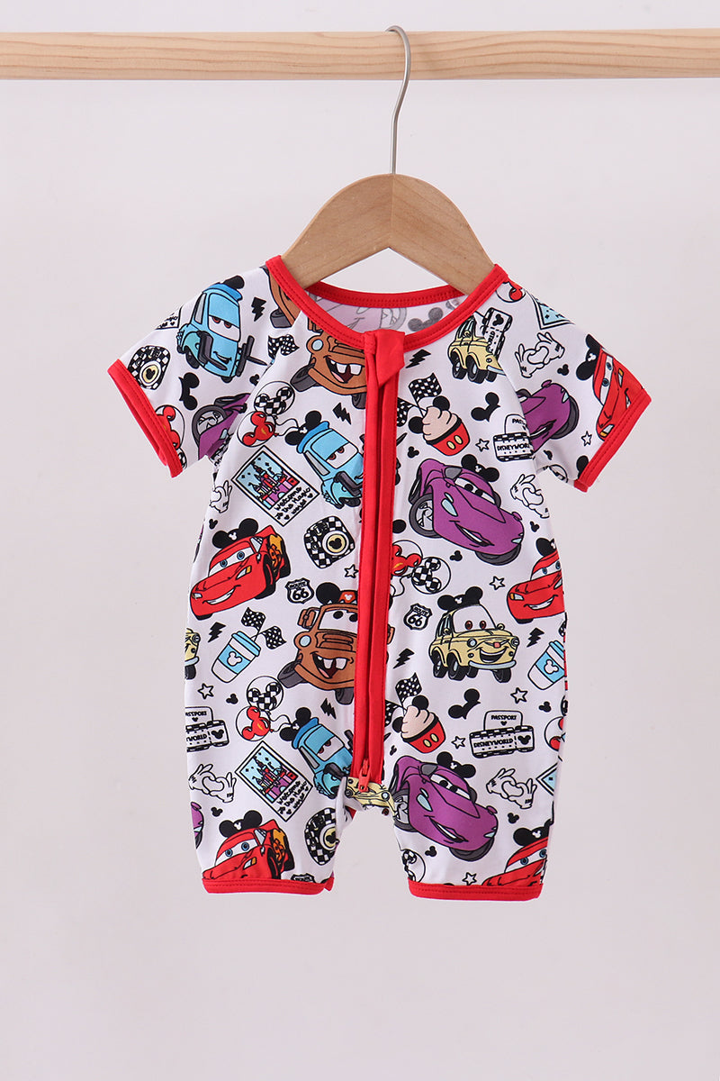 Red character bamboo romper