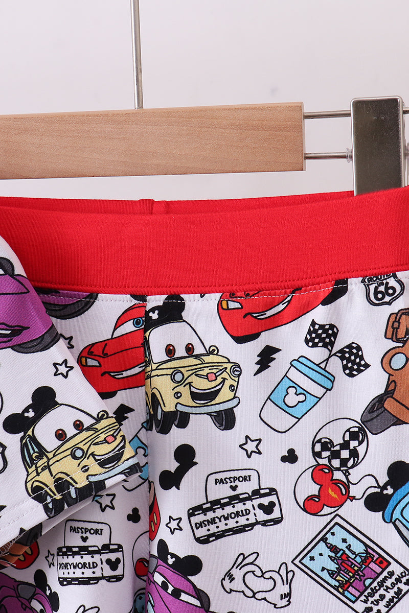 Red character bamboo shorts set