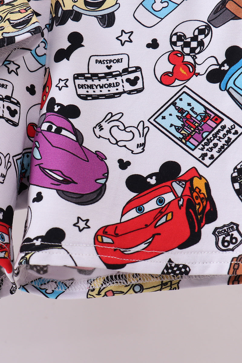 Red character bamboo shorts set