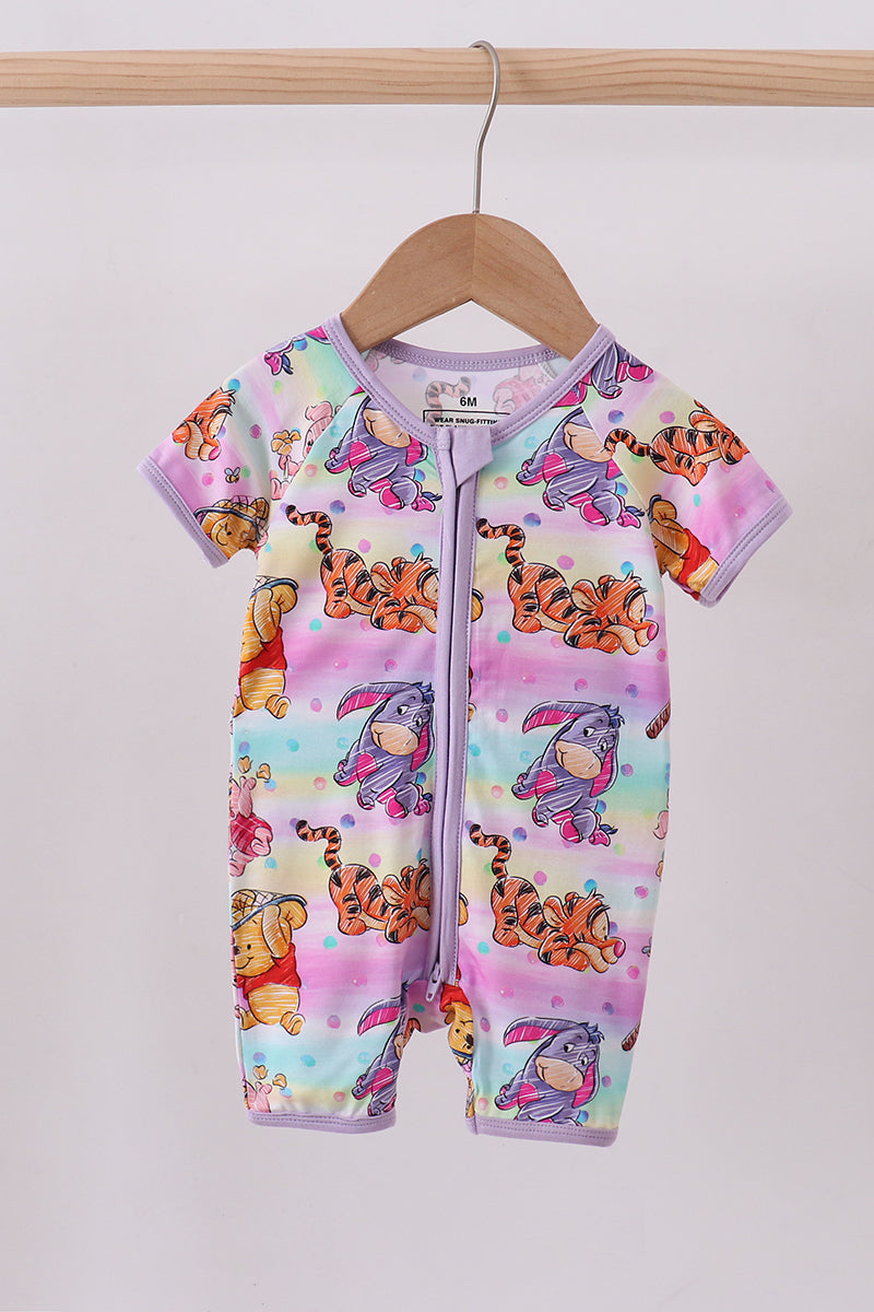 Purple character bamboo romper