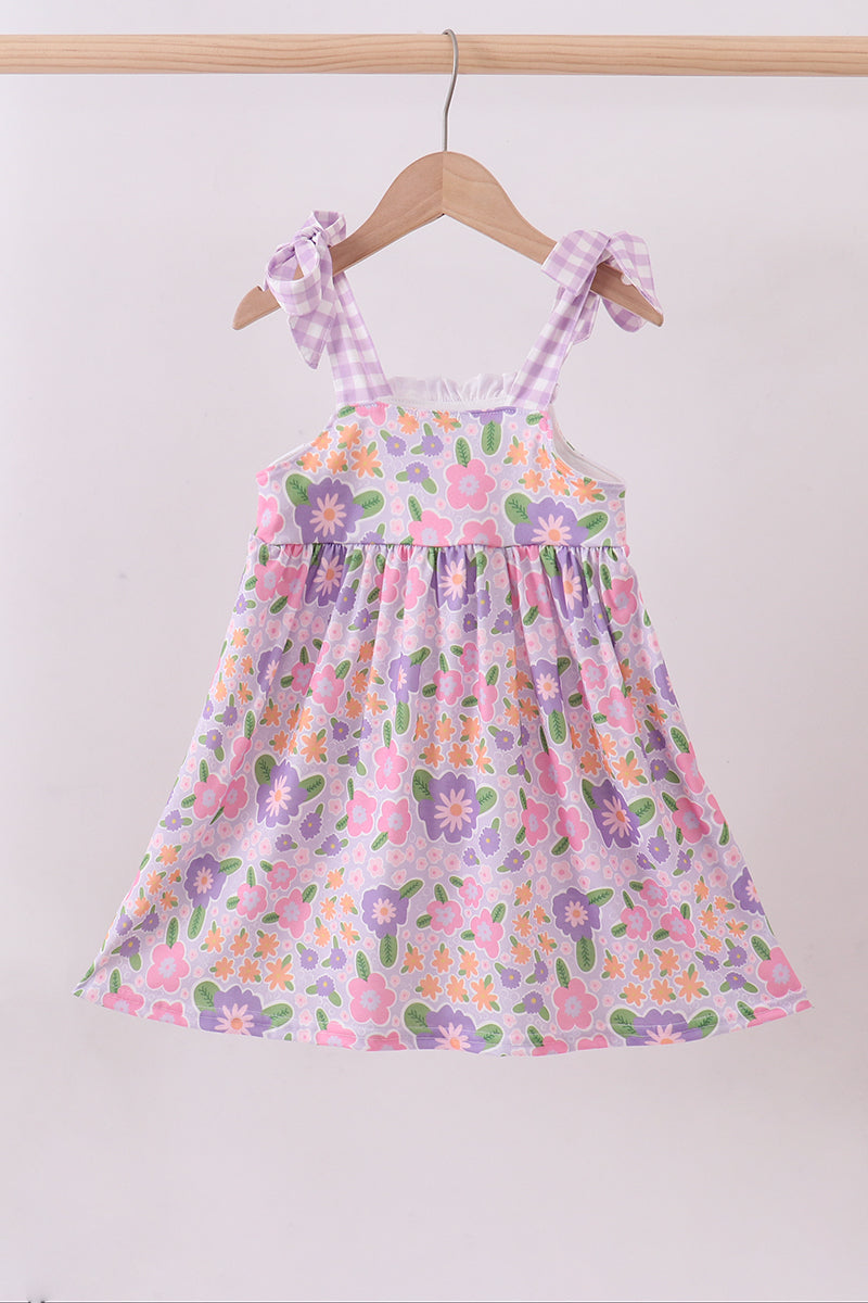 Purple floral Jesus loves me embroidery dress