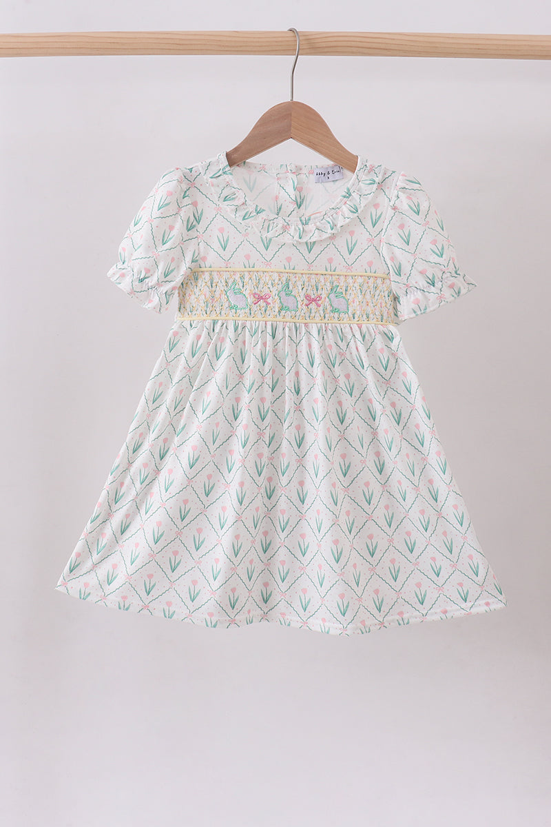 Bunny bow smocked dress