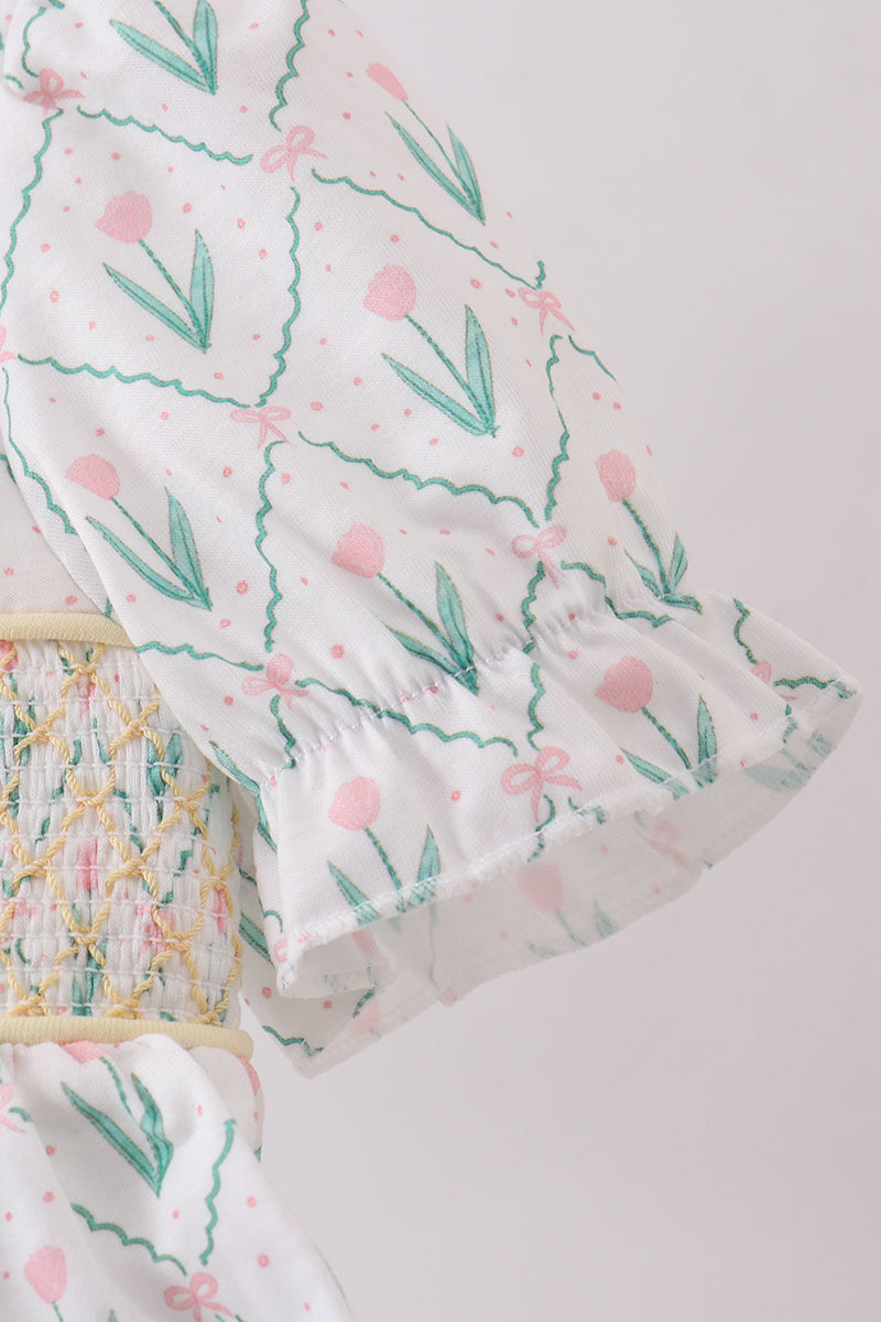 Bunny bow smocked dress