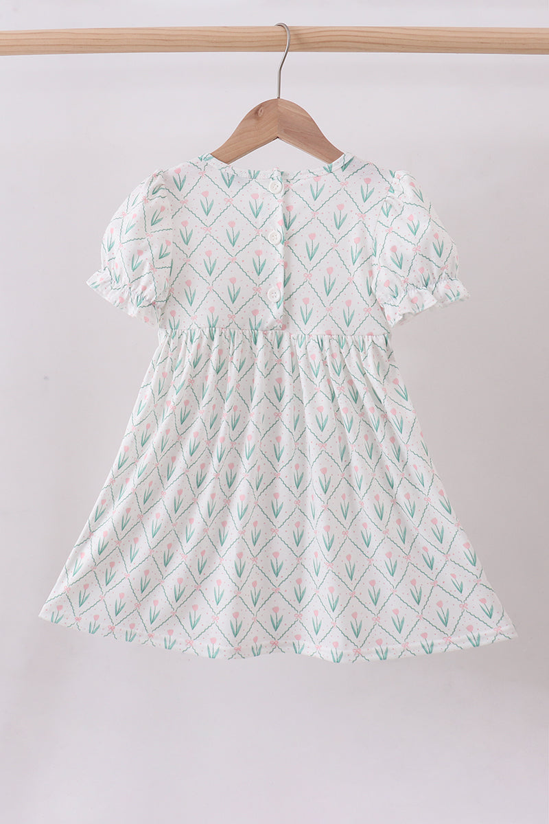 Bunny bow smocked dress