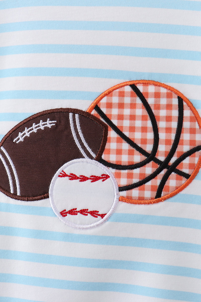 Blue stripe sports Trio applique pants set