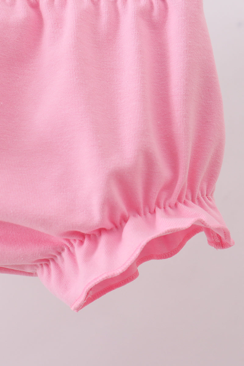 Pink duck smocked bloomer set