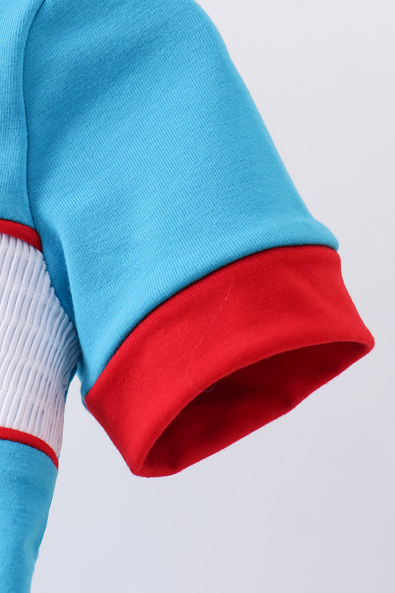 Blue Dr. Seuss smocked romper