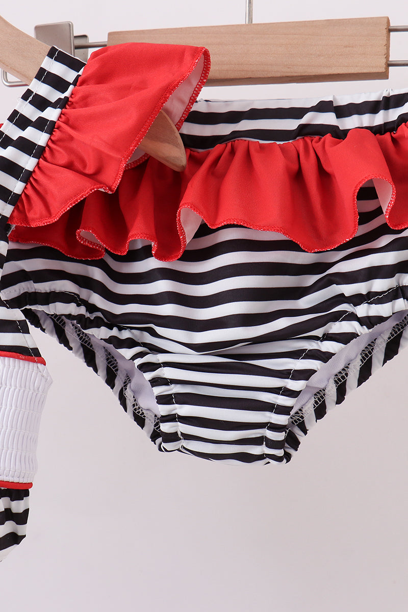 Georgia go dawgs embroidery stripe 2pc swimsuit