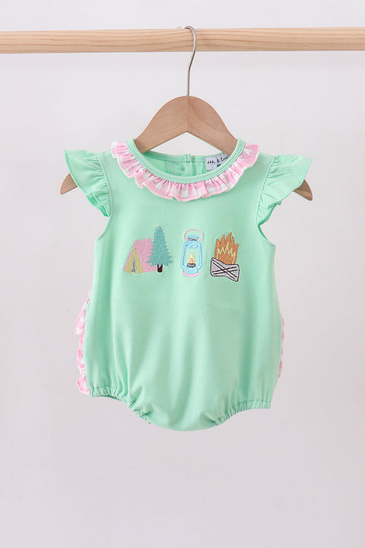 Green camper embroidery ruffle bubble