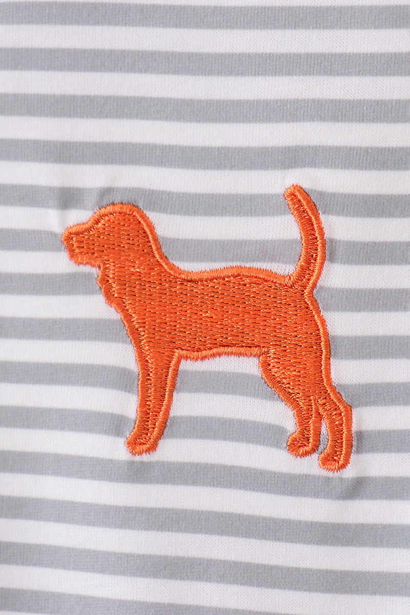 Orange Tennessee embroidery stripe button down shirt