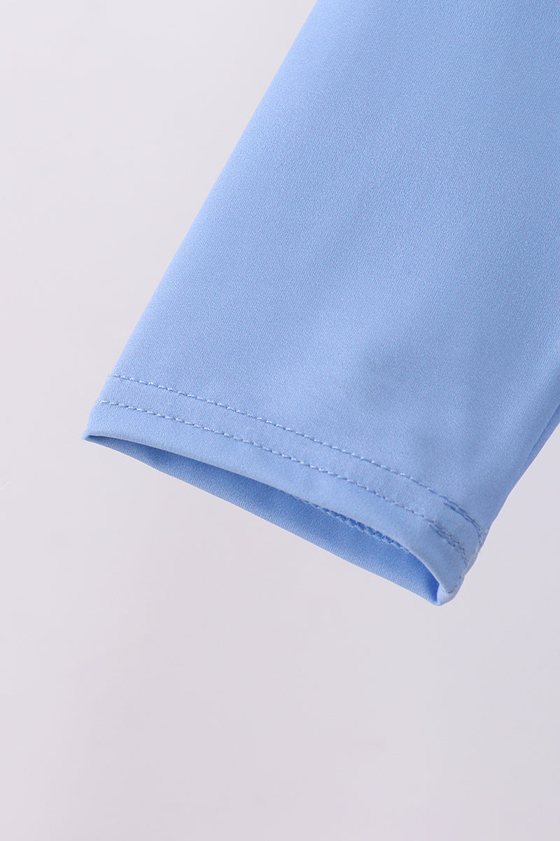 Blue long sleeve swim top