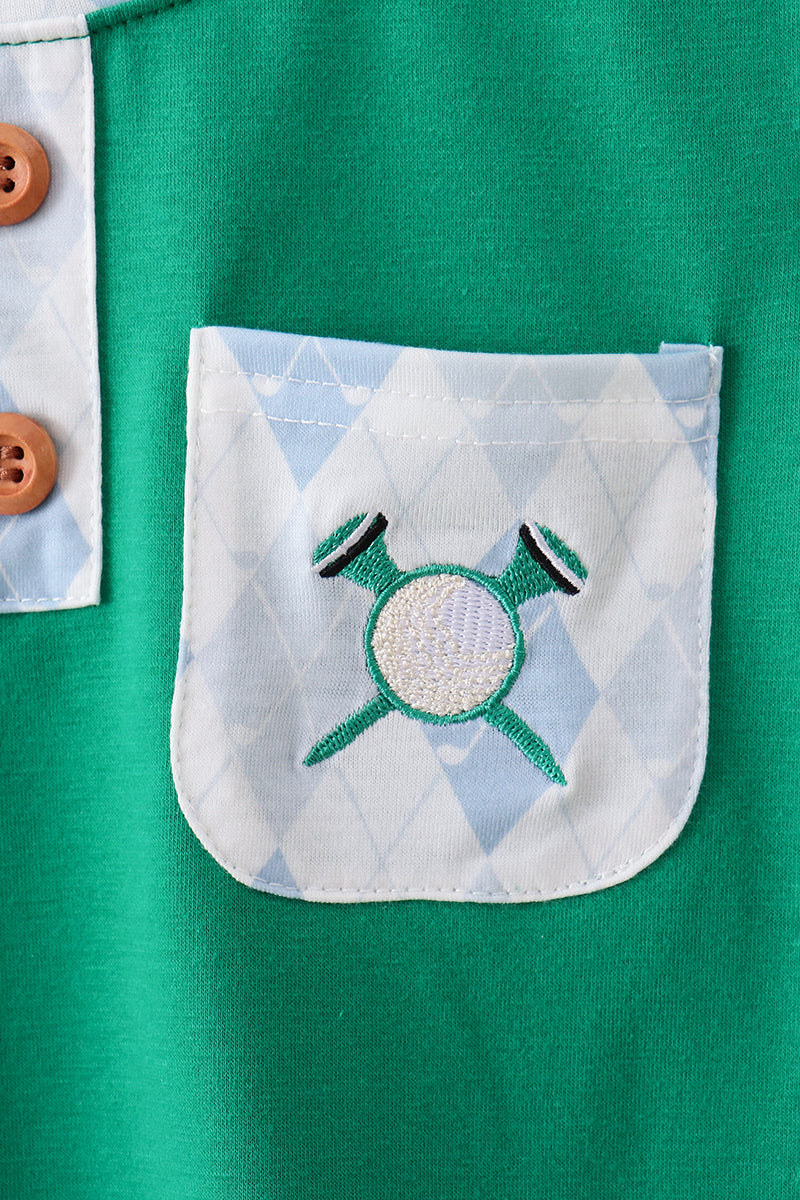 Green golf embroidery shorts set