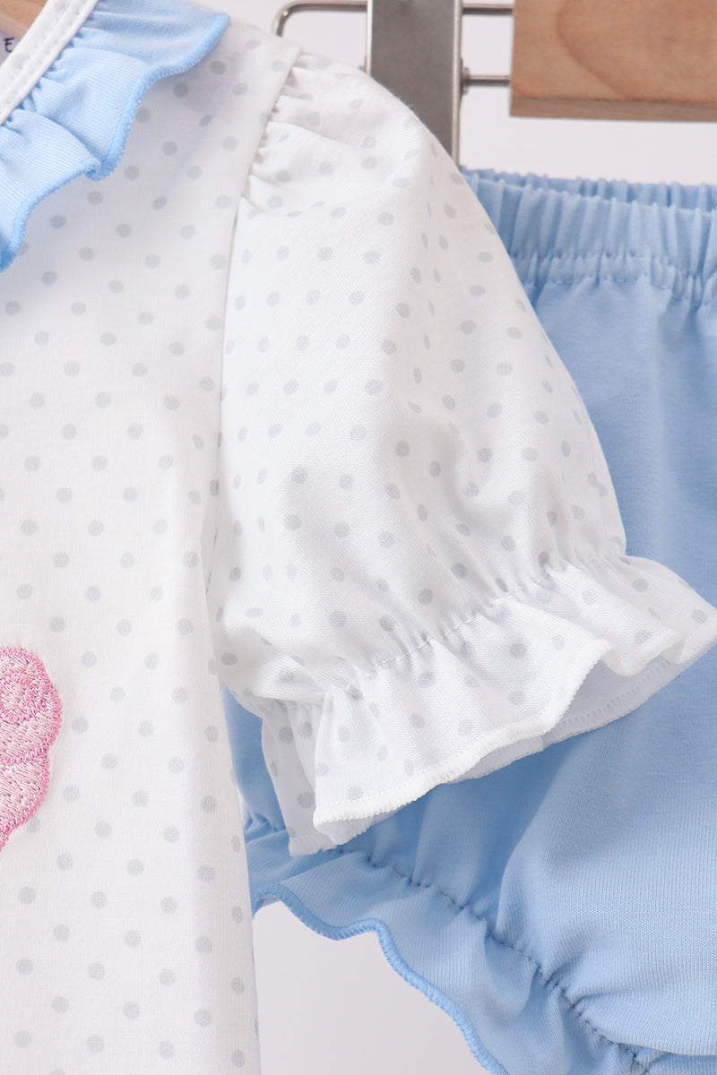 Blue Carousel Embroidered Bloomer Set