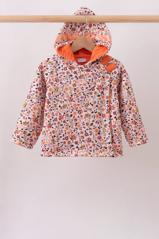 Floral Fleece Hoodie Jacket