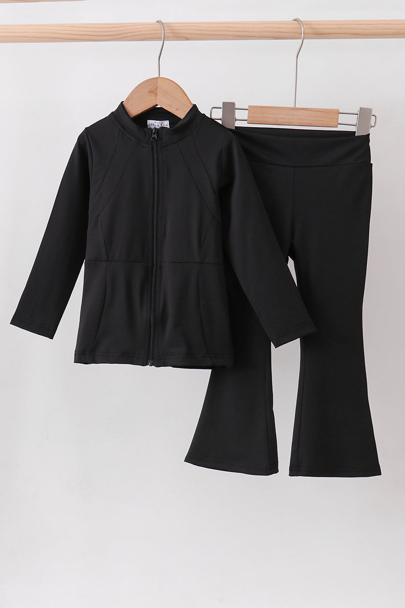 Black active  flare pants set