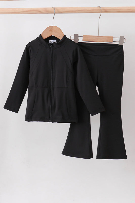 Black active  flare pants set