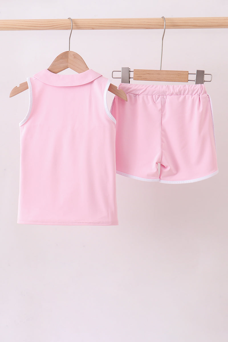 Pink active shorts set